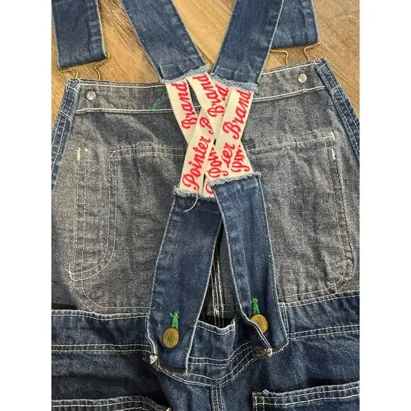 Vintage 60’s POINTER dark Blue Jean Low Back Detachable Bib Overalls medium